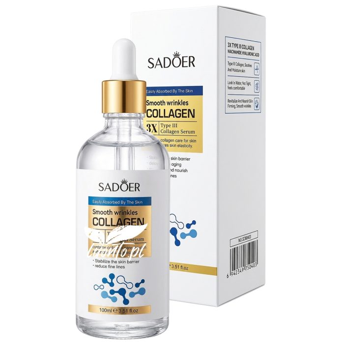 SADOER Serum do Twarzy z Kolagenem Typu III Kwas Hialuronowy Niacynamid 100ml