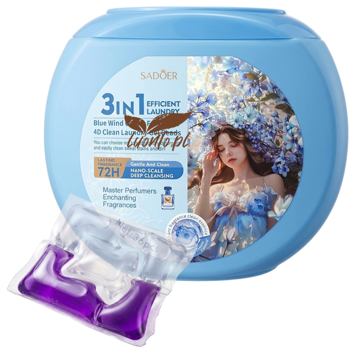 SADOER Kapsułki żelowe do prania 3w1 Blue Wind Chime Scent 36 szt.