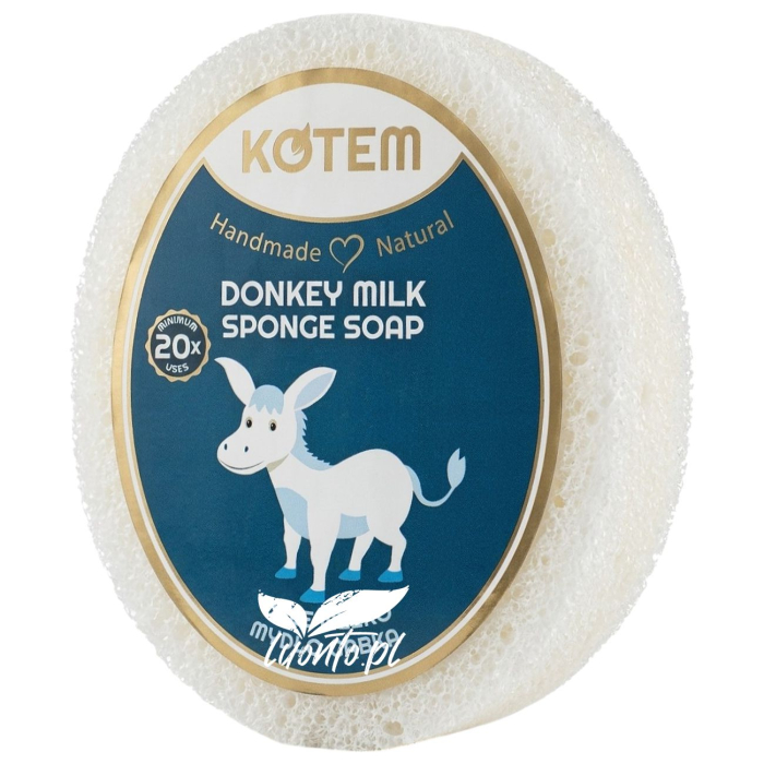 Naturalne mydło z gąbką ośle mleko Kotem 125g ręcznie robione