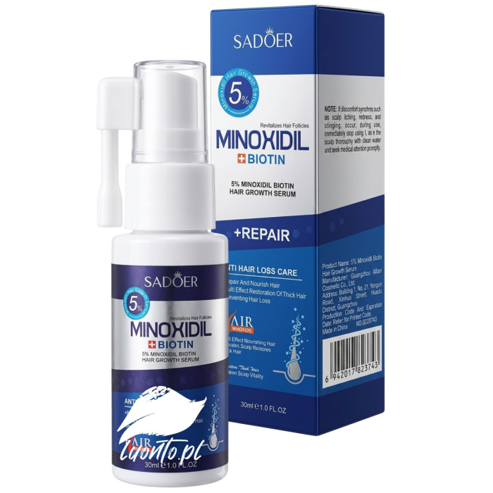 SADOER Minoxidil + Biotin 5% Serum na Porost Włosów Przeciw Wypadaniu z Biotyną 30ml