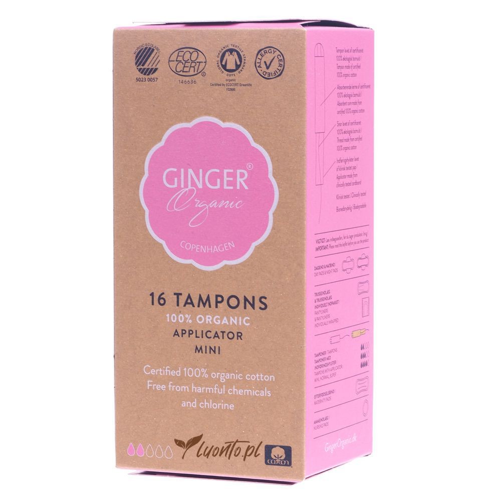 Tampony z aplikatorem Ginger Organic mini 16 szt.