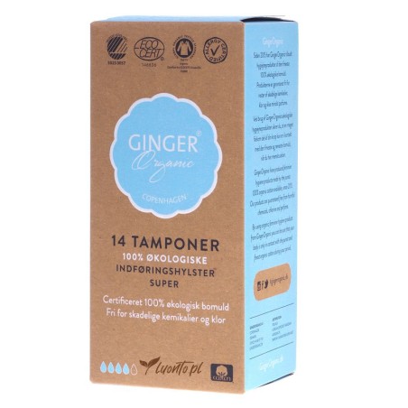 Tampony z aplikatorem Ginger Organic super 14 szt.