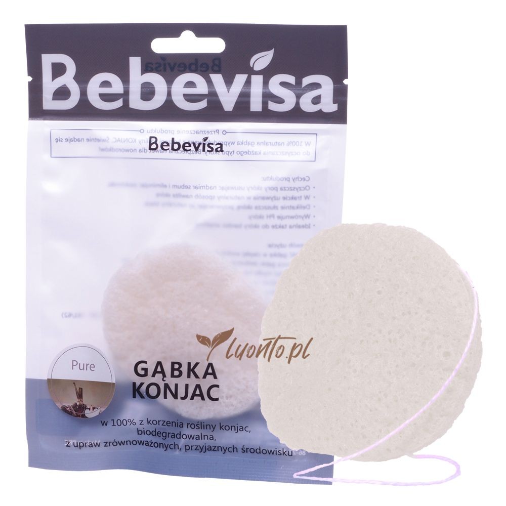 Gąbka naturalna konjac do twarzy owalna Bebevisa