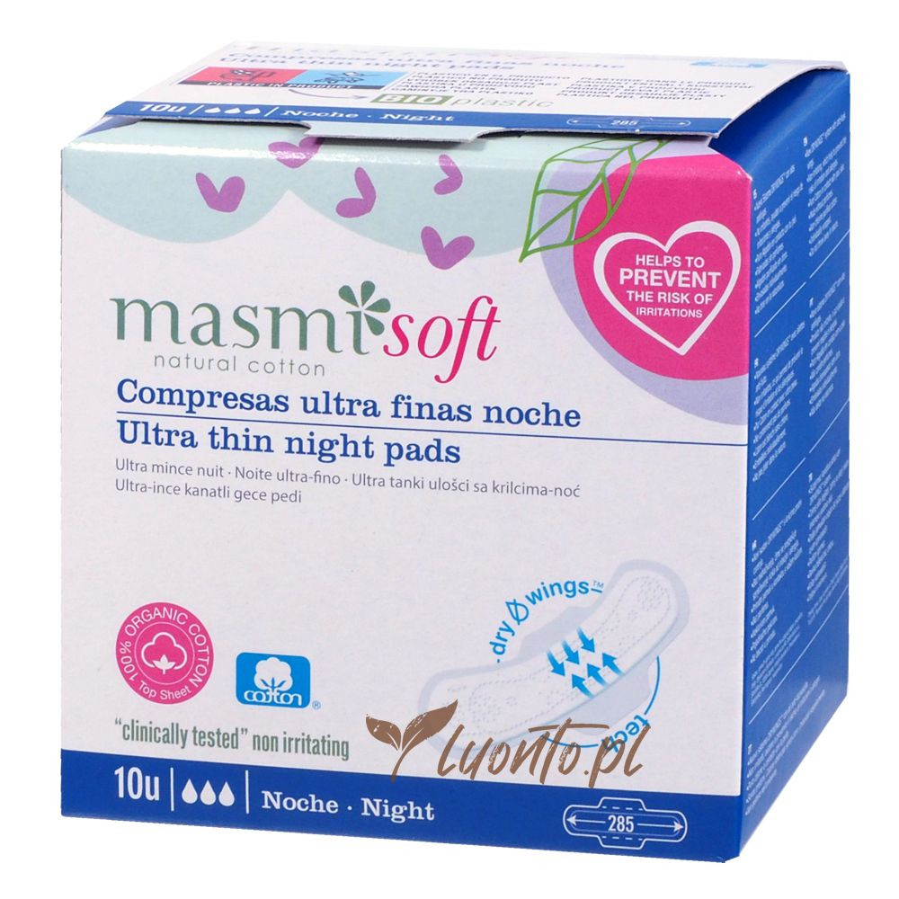 Podpaski Masmi Soft 10 szt. na noc ze skrzydełkami ultra cienkie