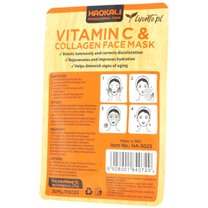 Maska do twarzy w płacie 30 ml Hoakali witamina C, kolagen