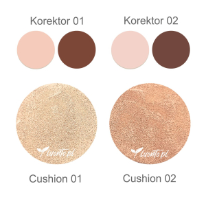Korektor, podkład BB Cushion i puder 3w1 Luxelux 02