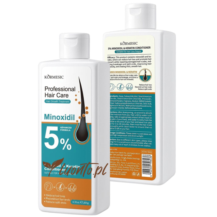 Odżywka do włosów Kormesic z Minoksydylem i Keratyną – intensywna regeneracja, wzrost włosów i ochrona końcówek 265 g