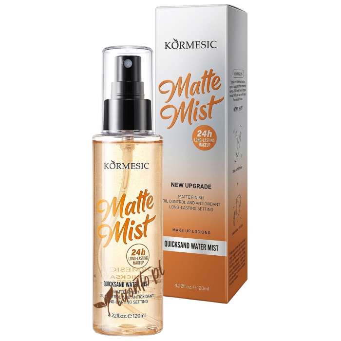KORMESIC Matte Quicksand Setting Spray – Matujący Spray Utrwalający Makijaż z Witaminą C i Oczarem, 120 ml